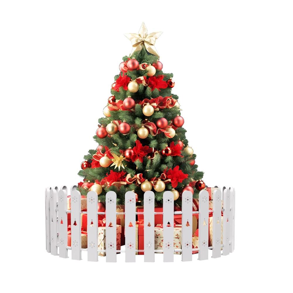 Christmas Tree Fence White Picket Decorative Holiday Snowflake Cutout New28 pcs